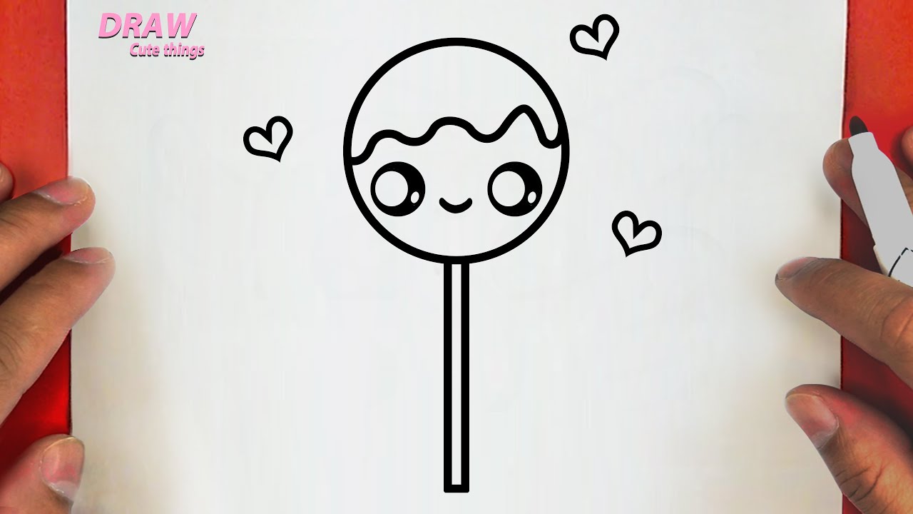 HOW TO DRAW A CUTE EASY LOLLIPOP ,STEP BY STEP, DRAW Cute things