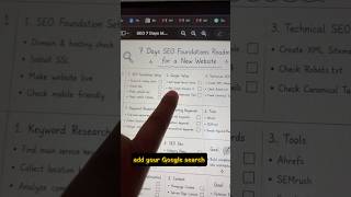 7 Days SEO Foundations Roadmap For New Website By Hridoy Chowdhury
