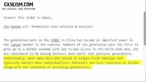 Zhu Dandan (A): Promotions  Case Solution & Analysis-  Caseism.com