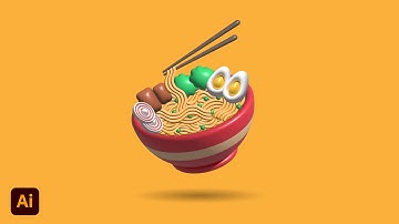 3D Noodle Bowl Design In Adobe Illustrator cc 2022 | Tutorial