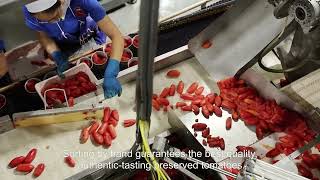 Sorting by hand guarantees the best quality, authentic-tasting preserved tomatoes.