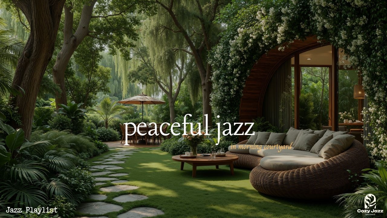 Peaceful Jazz Outdoor Ambience | Gentle Morning Jazz In Corner Forest Courtyard For Happy Weekend