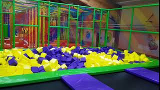 Interesting Ninja Park with climbing walls, Trampoline Arena and pool with soft cubes  Video 6 screenshot 4