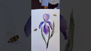 3/25 Iris and bees loose watercolor