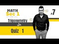 Trigonometry | Sec 1 | Quiz 1 حل