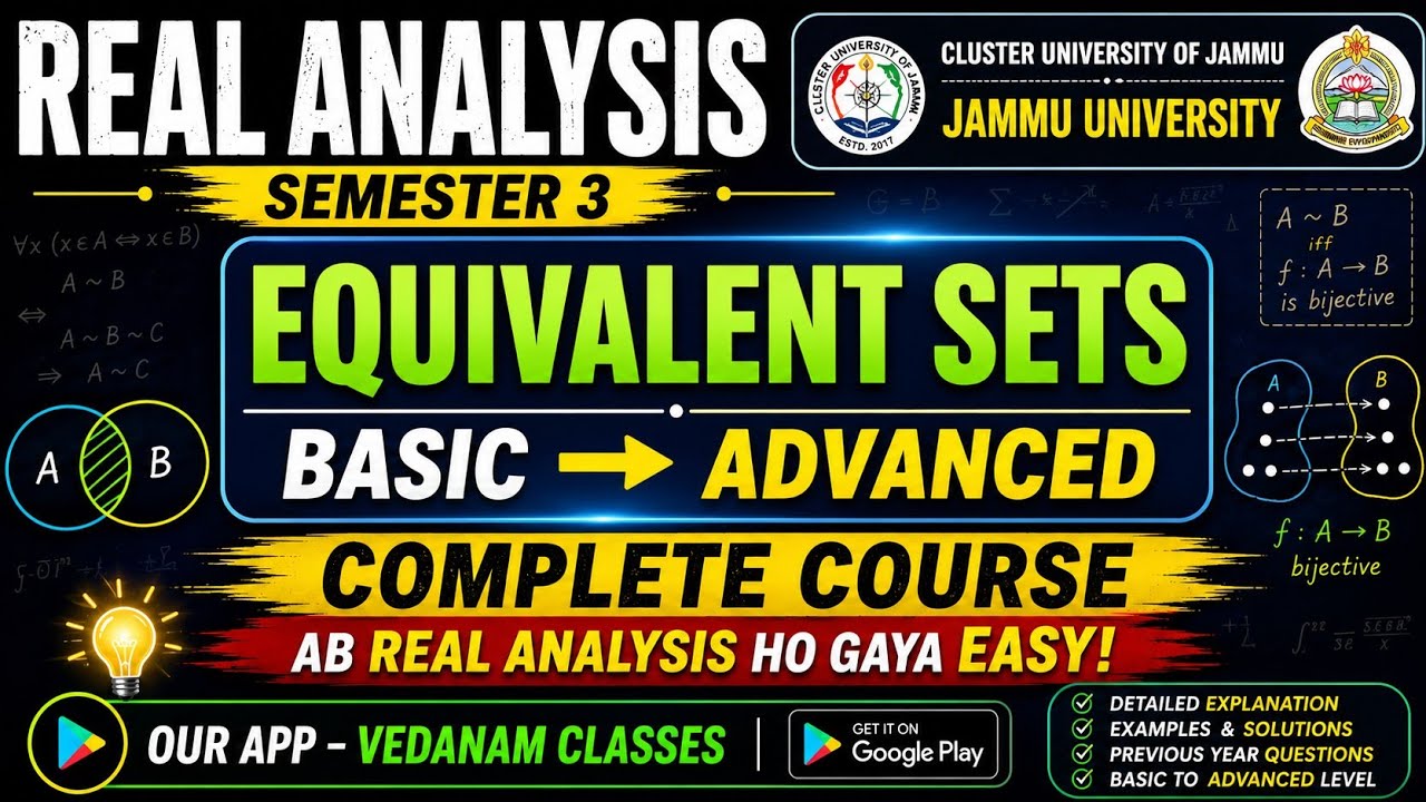 Real analysis || Equivalent sets || Jammu university || cluster university || sem 3 math bsc
