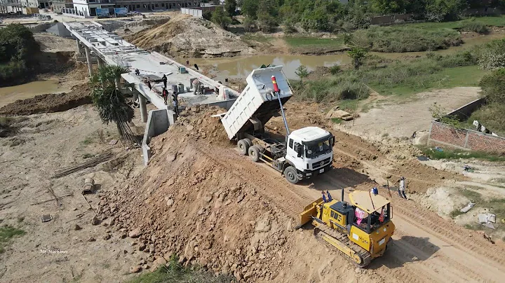 Wonderful New Road Building Connecting The Bridge Working Mighty Dozer Dump Truck Spreading Dirt