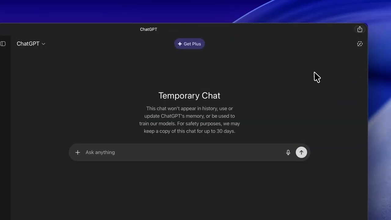 Как отключить временный чат в ChatGPT на Mac