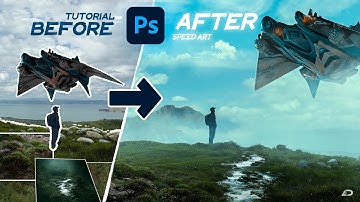 Create a realistic spaceship in the sky Photo Manipulation Speed Art | Photoshop Tutorial