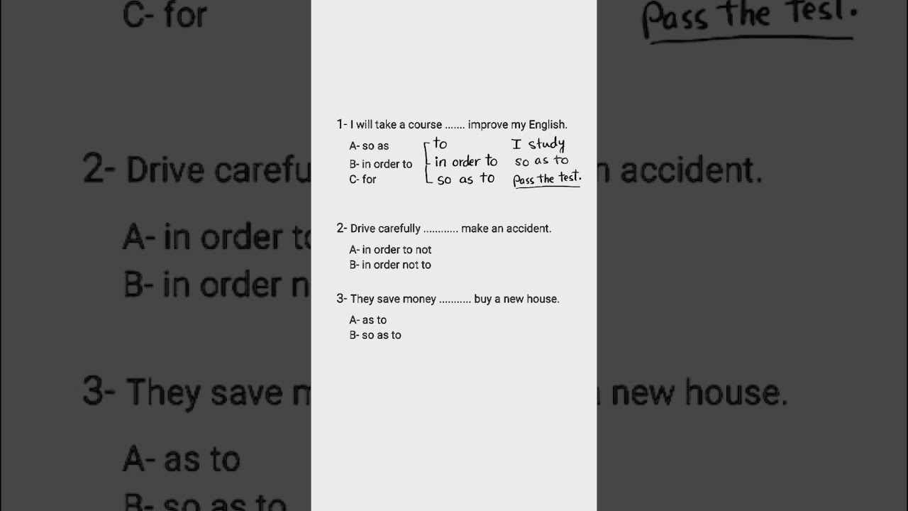  How To Use In Order Vs So As English Grammar Englishforielts Ielts