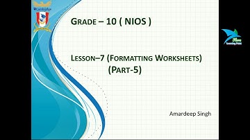 Grade 10 l NIOS l Data Entry Operations l Formatting Worksheets l Part-5