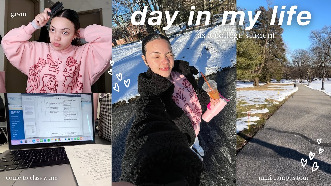 college day in my life vlog 🎧🎀  *realistic* grwm, classes, editing, running errands, etc!