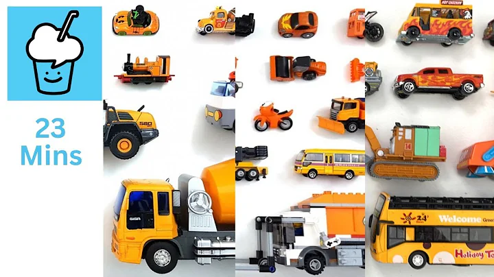 Orange vehicles collection tomica siku double decker bus moped car carrier