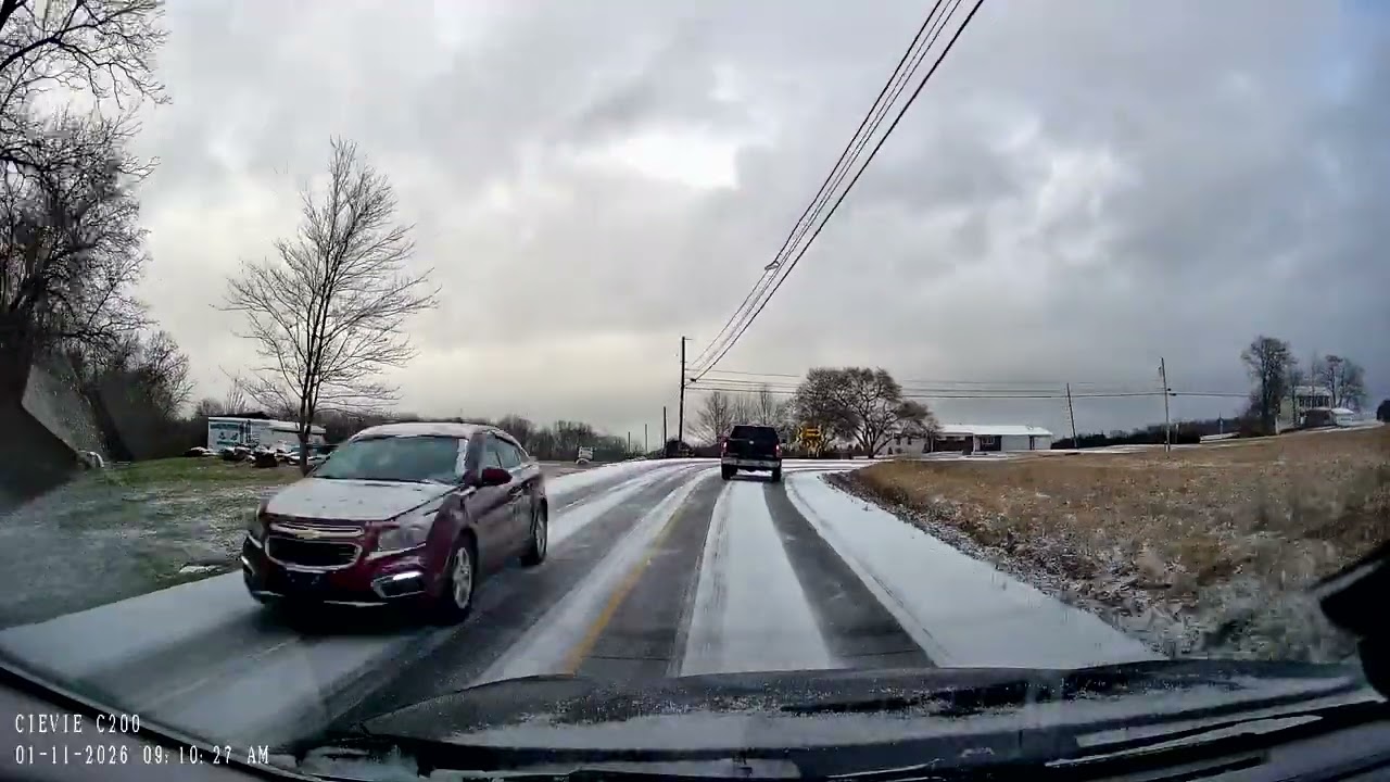 Icy Road Dash Cam Footage Truck Gets Sideways