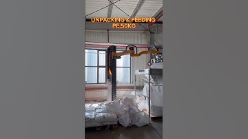 Unpacking & Feeding PE, 50KG #palletizer #automation #palletizing #factory #stacking