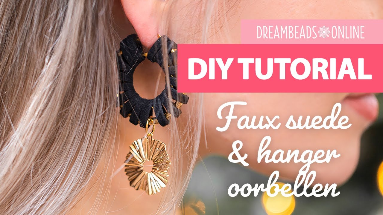 Oorbellen maken - Gouden oorbellen met suède en hanger - DIY tutorial
