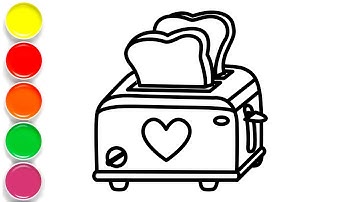 How to Draw Bread Toaster for Kids and Toodlers | DinoArt #48