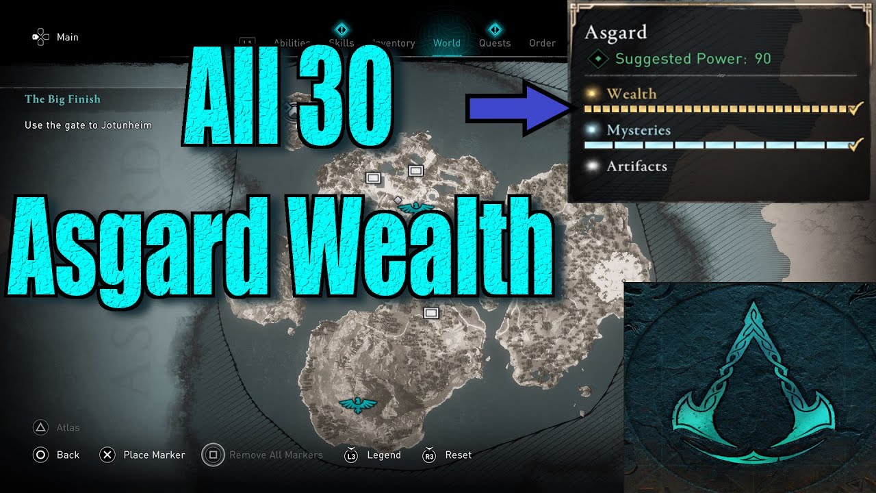 All Assassin's Creed Valhalla Asgard Wealth and Mysteries locations map -  Polygon