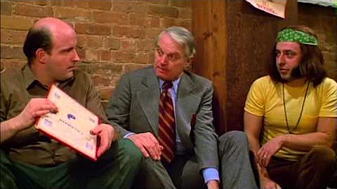 Peter Boyle and Dennis Patrick at a hippy caf tryi...