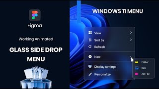 Figma Glass Side Dropdown Menu | Windows 11 Menu Design (2022)