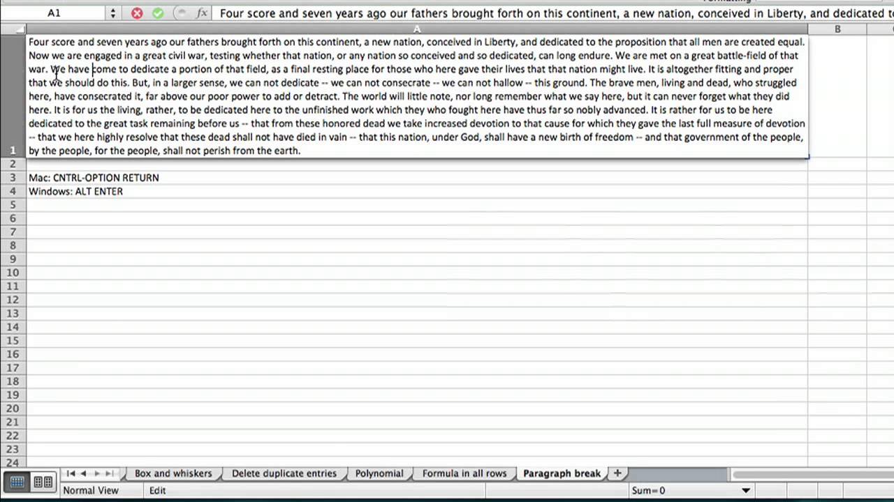 How to Add Paragraph Breaks in Cells in Excel for OS X : Using MS Excel