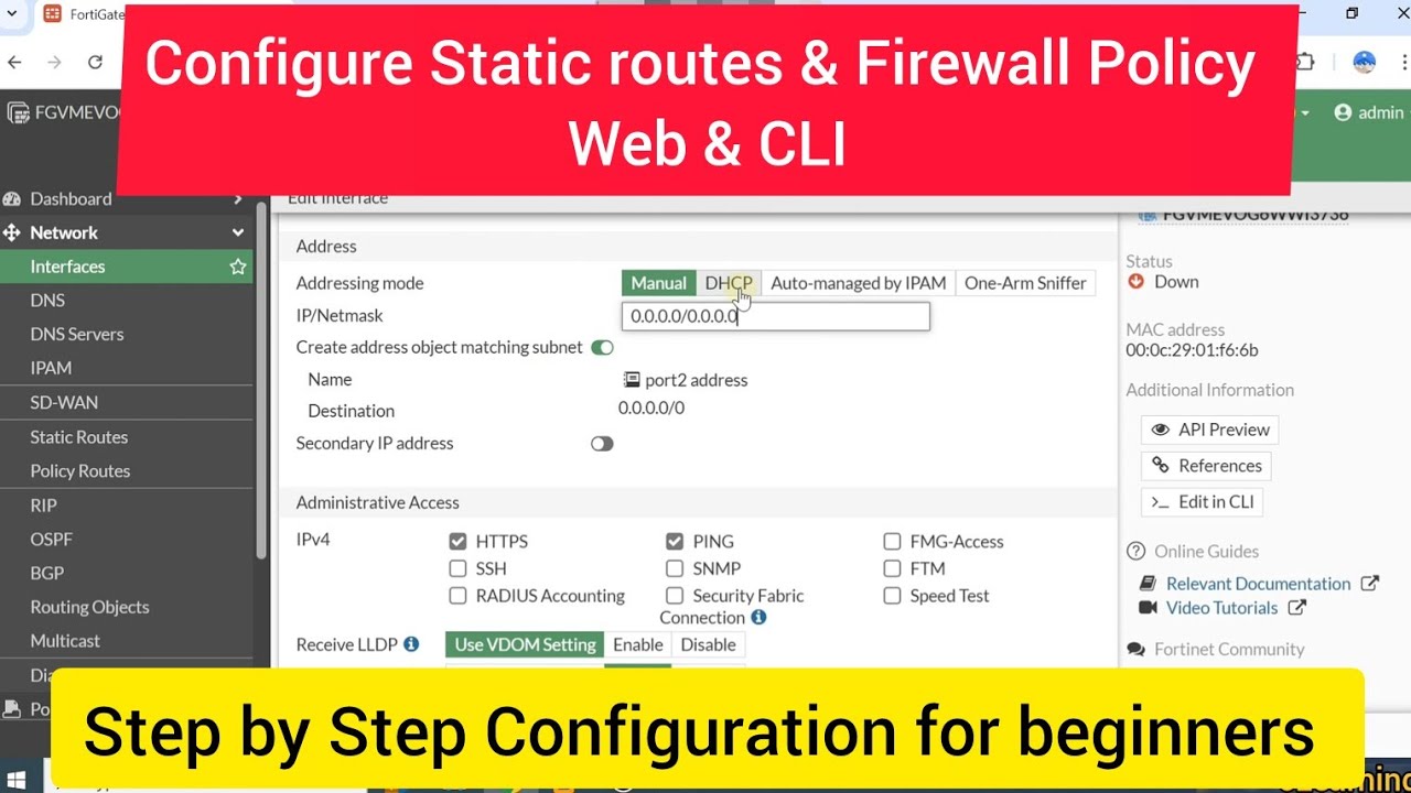 How to Configure FortiGate Firewall first time | Setup for Beginners Step-by-Step | IP Address