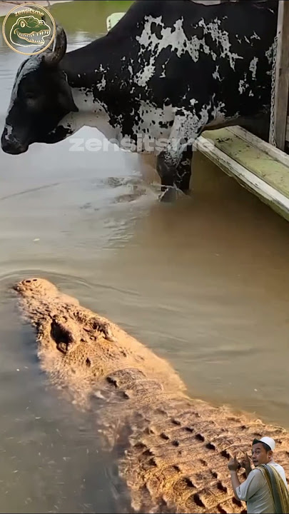 SIAPA YANG JADI SANTAPAN❓ SAPI VS BUAYA #animals #wildlife #shortvideo