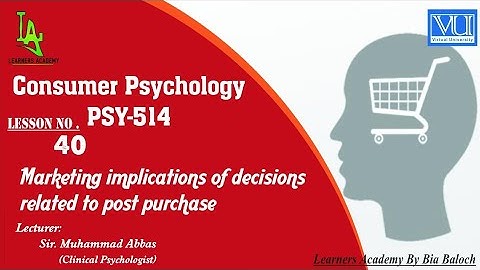 Consumer Psychology (PSY514)VU Urdu | Lecture No.40 | Learners Academy By Bia Baloch