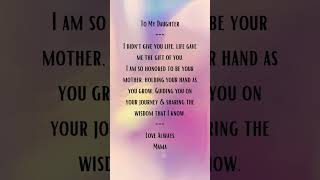 All Love Here - To My Daughter Quotes #mother #wedding #daughter #mom #mama #daughters