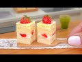 驚きのミニチュア！いちごショートケーキを作ってみた | 食べられるミニチュア料理 | ちび世界 #ASMR