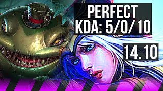 TAHM KENCH & Lucian vs ASHE & Smolder (SUP) | 5/0/10, 800+ games | KR Master | 14.10