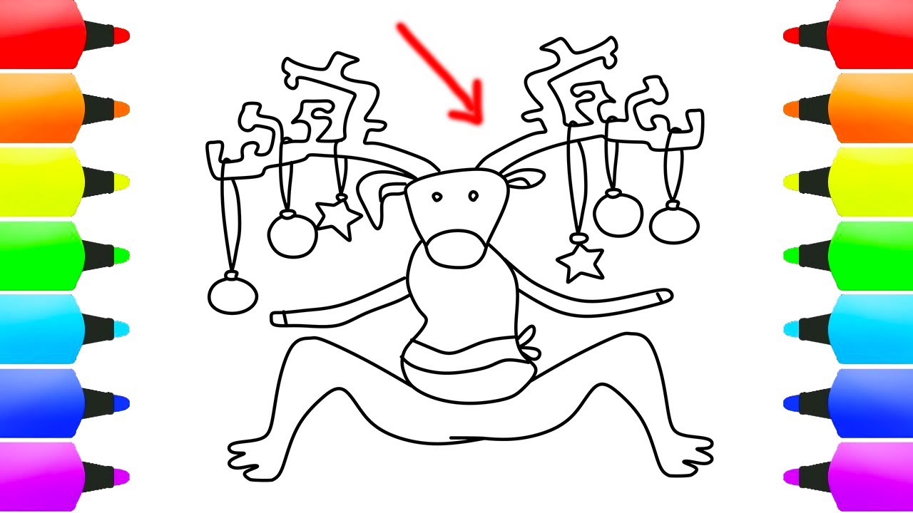Christmas Reindeer Coloring Pages deer christmas coloring pages YouTube