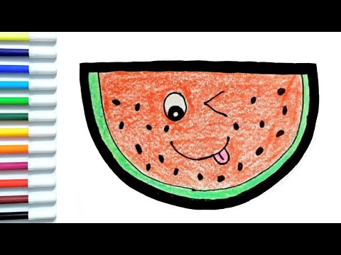 Download How to Draw Cute Watermelon | Easy Drawing and Coloring ...