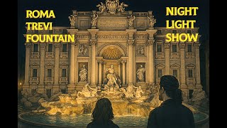 Trevi Çeşmesinde Gece Işık Gösterisi Trevi Fountain At Night Magical Light Show In Rome