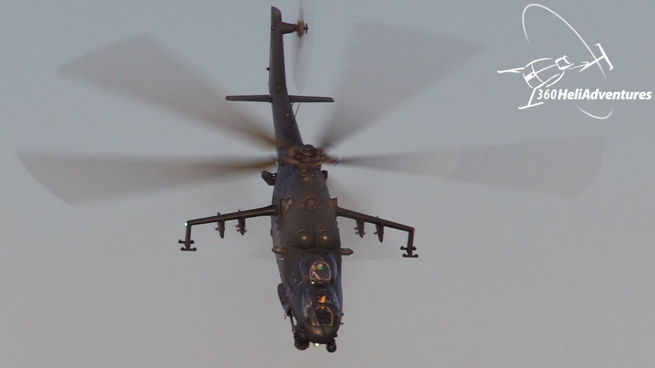Mil Mi-24P Hind demo flight over Tisza River, Hungary