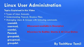 Linux User and Group Administration in Tamil | Learn how to Manage Users&Groups in All Linux Distros