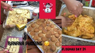 Vlogmas day 24| Prepping Christmas dinner/ Making banana pudding pt.1