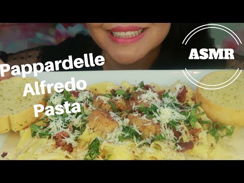 ASMR - Pappardelle Alfredo Pasta With Scallops and Bacon (No Talking)