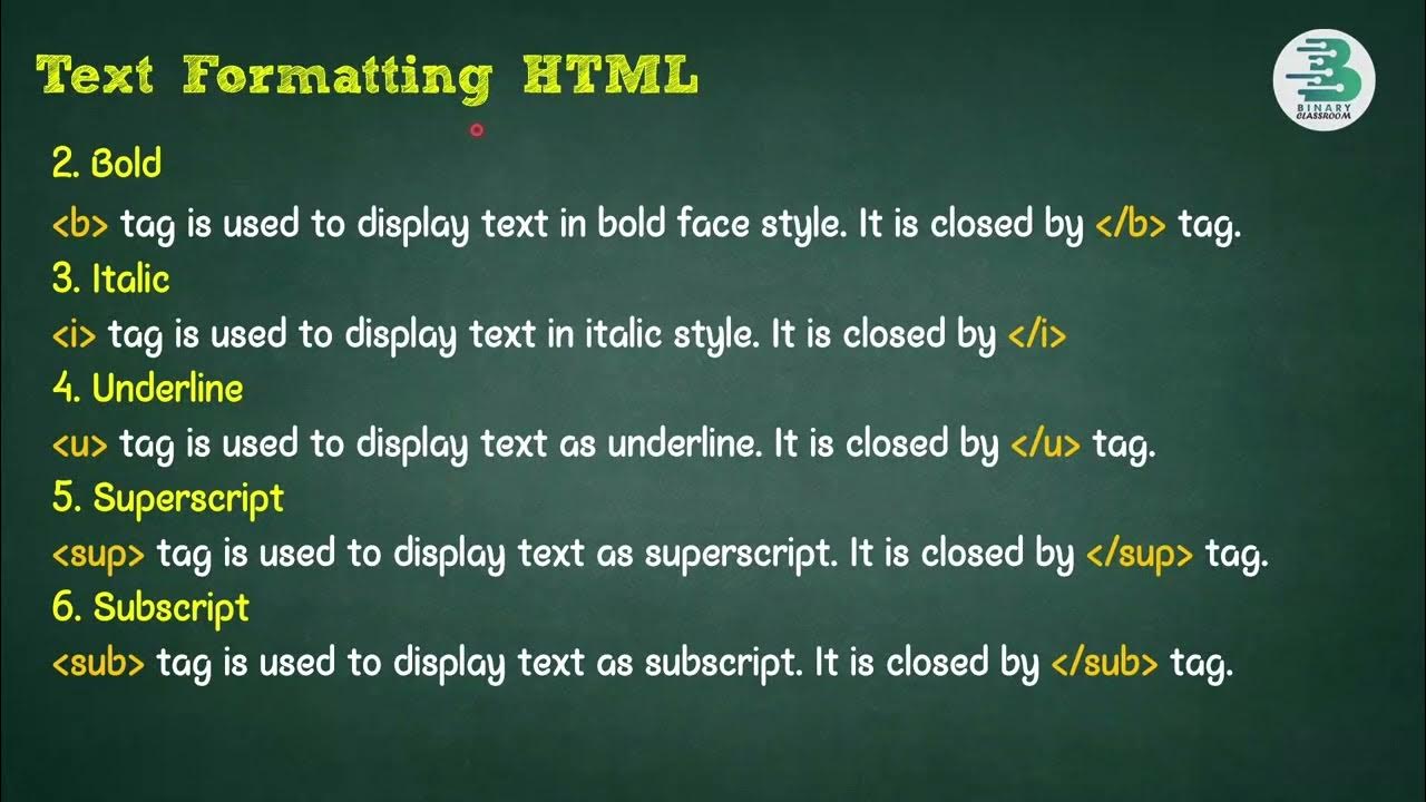 Text Formatting in HTML | Font, Bold, Italic, superscript, subscript ...