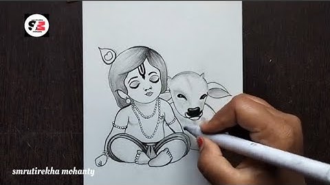 How to draw Krishna with Cow | Krishna drawing | Easy drawing step by step | pencil Sketch