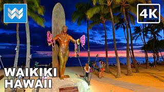 [4K] Waikiki Nightlife - 2021 Honolulu Hawaii Walking Tour & Travel Guide 