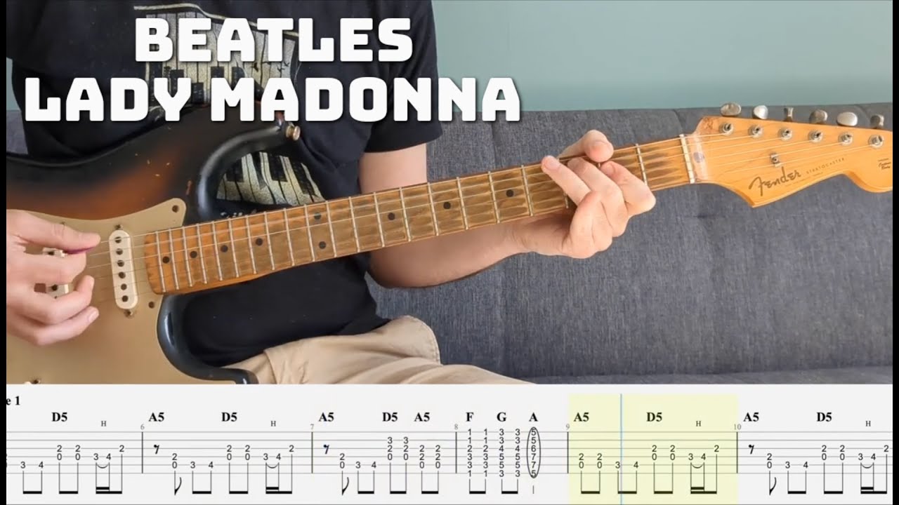Beatles - Lady Madonna - Lesson / Cover (full TABS in description)