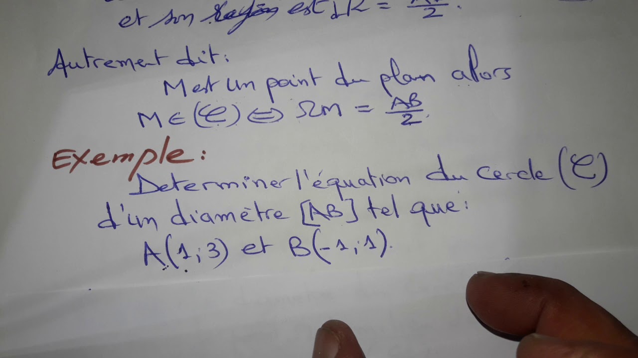 Le Produit scalaire:Equation cartesienne-Representation paramétrique du Cercle(1BAC Maroc)