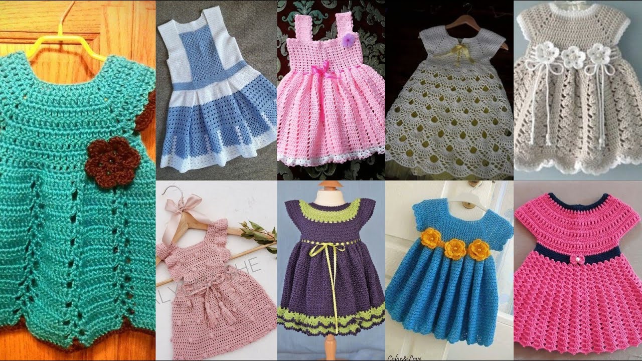 Very very Stylish and Beautiful Embroidered Crochet Baby Frocks/Toddler ...