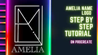 Details Step by Step name logo tutorial on Procreate with the name Amelia Guide