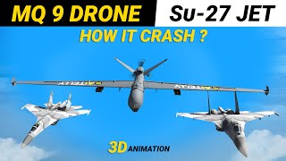 MQ9 Reaper Crash Su-27 Fighter Jets | How it Crash  #mq9reaper #drones #su27 #fighterjet