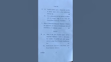 Physics Paper 1st (Statistical Mechanics) B.Sc 2nd 4th Semester GJU University Hisar 10 May 2023