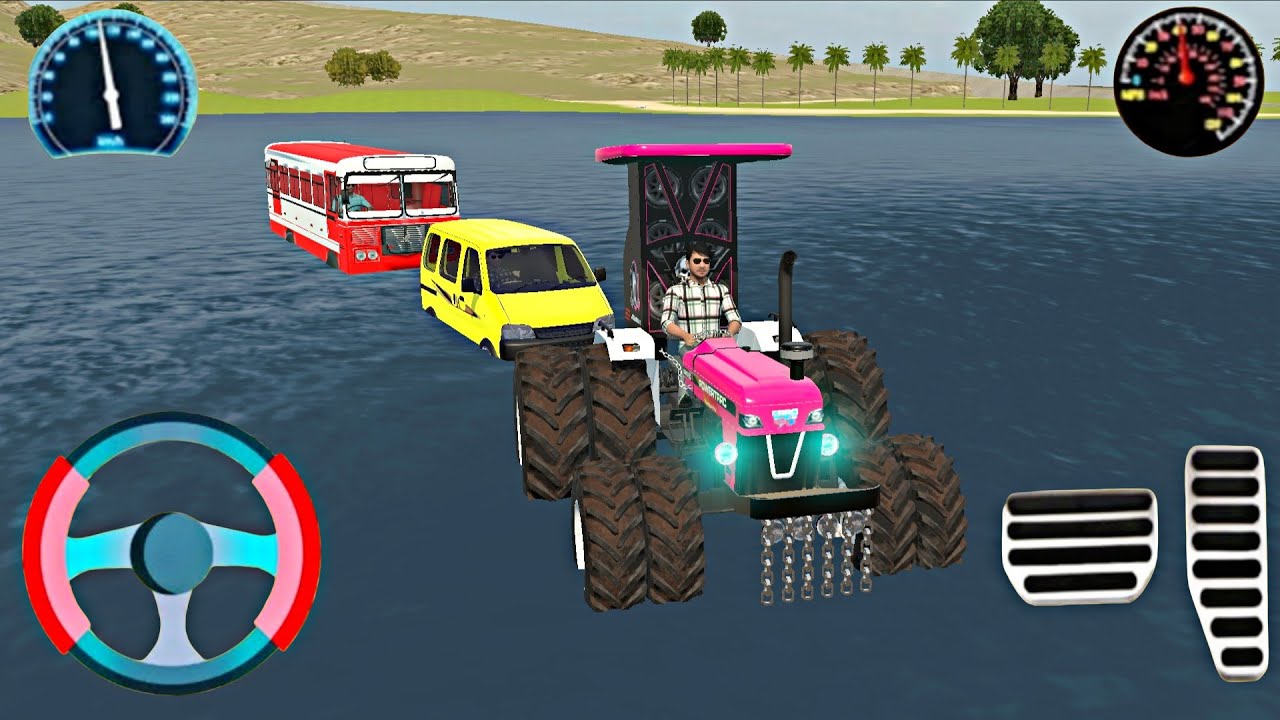 🚌 BUS stuck in mud tractor and yellow Car rescue the BUS 🚌#simulationgame #drivinggame 