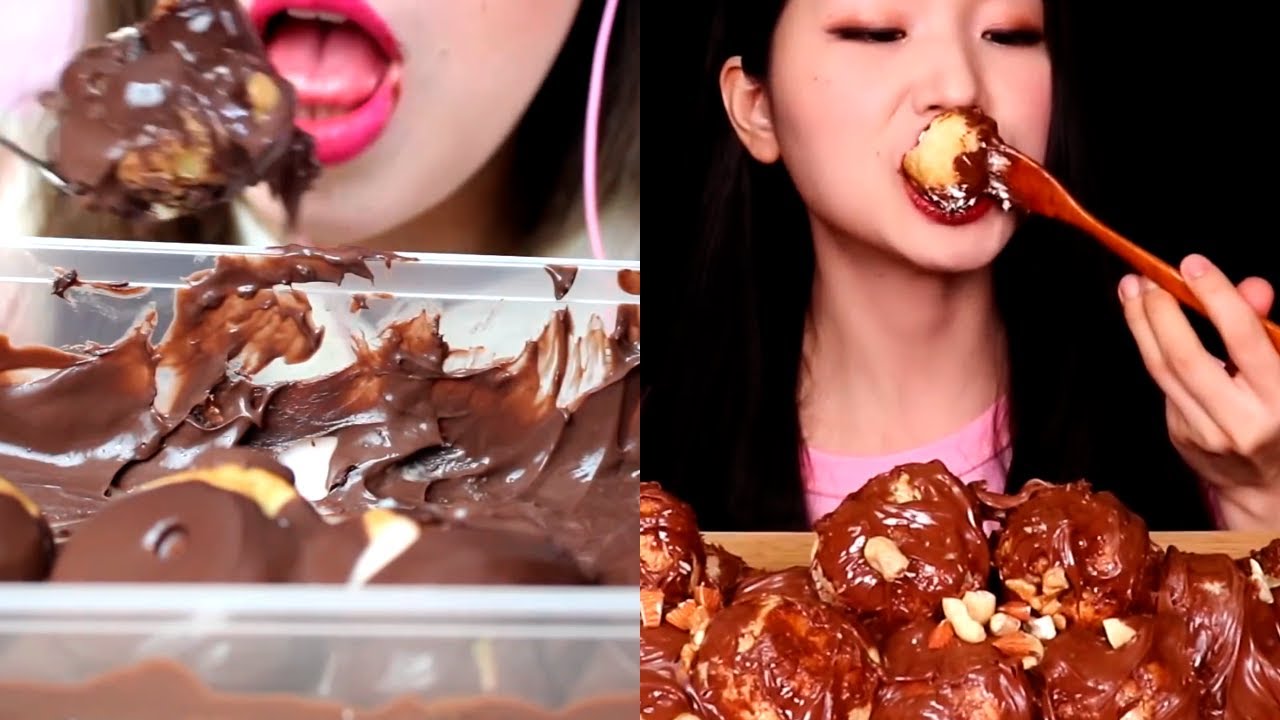 ASMR CHOCOLATE PROFITEROLES - the BIG JUICY BITE | MUKBANG COMPILATION