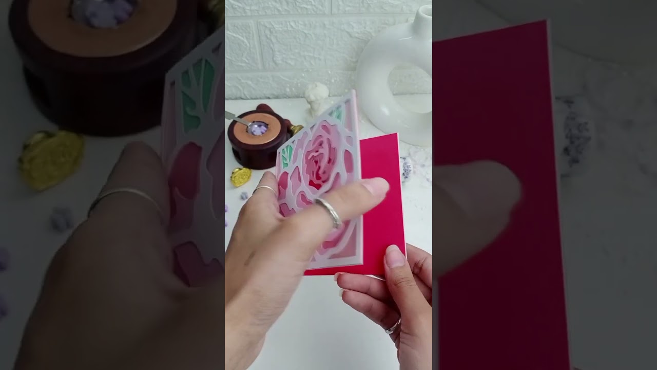 DIY rose layered shadow card 
